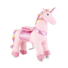 Uimoso Ride-On Pink Unicorn Toy for Kids with Smooth Wheels, 110 lbs Capacity
