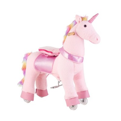 Uimoso Ride-On Pink Unicorn Toy for Kids with Smooth Wheels, 110 lbs Capacity
