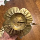Vintage Gold Metal Flower Candle Holder Pair, Taper/Dinner, Freestanding Decor — photo 5