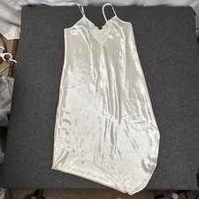 Inner Most Ivory Satin Lace Trim Chemise Nightgown High Low Hem Vintage Style