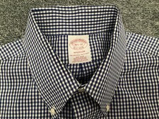 Brooks Brothers Madison The Original Polo Shirt Mens Size 16.5 32 Blue Check