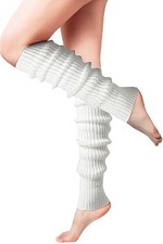 Clothirily Leg Warmers, Fashion Knit Neon Leg Warmers for Women 80s White