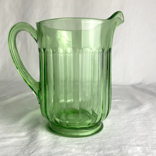 VTG Green Uranium Glass 6" Pitcher (EUC, PLS READ)