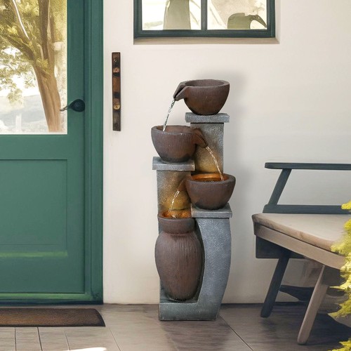 Decorative Water Feature for Garden – Tiered Fountain with LED Lights