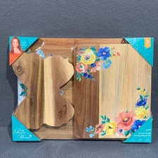 The Pioneer Woman Acacia Wood Cutting Board Set – Durable Kitchen Prep Boards