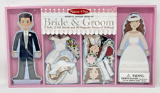 Melissa  Doug Bride  Groom Magnetic Wooden Dress-Up "Paper" Dolls New Sealed