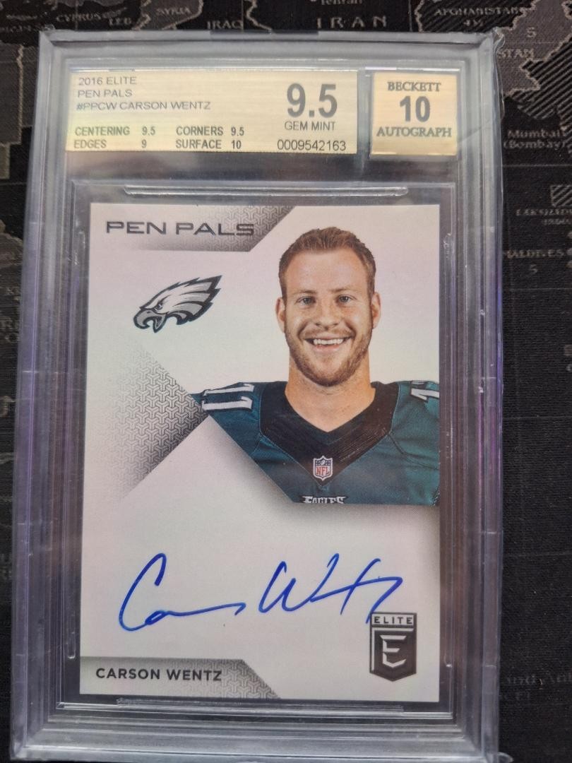 2016 Donruss Elite - Pen Pals Carson Wentz #PP-CW (AU, RC) Graded BGS 9.5