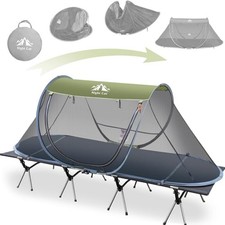 1 Adults Folding Sleeping Cot Guest Bed Camping Outdoor with Bug Screen Net Tent