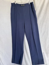 Damart Blue Tailored Trousers High Waist Straight Leg Size 14