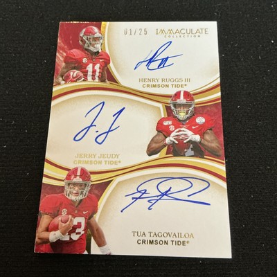 TUA TAGOVAILOA JEUDY RUGGS 2020 IMMACULATE AUTOGRAPH ROOKIE AUTO 01/25