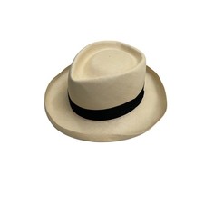 Dobbs Basino Fedora Hat Mens 7 Natural Shantung Panama Straw Fifth Avenue