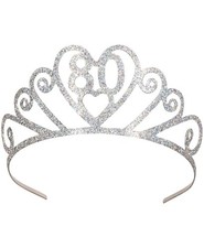 Glittered Metal "80" Tiara for Birthday - Beistle