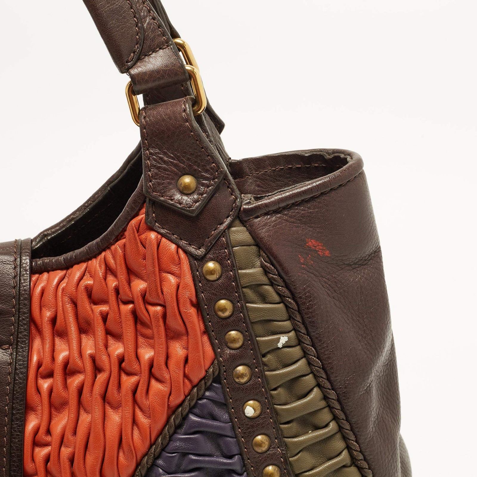 Etro Multicolor Textured Leather Studded Tote — image 6