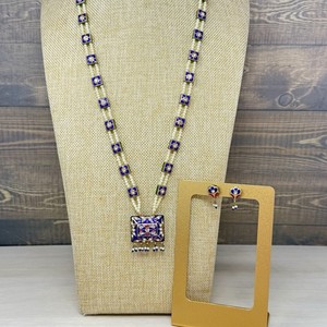 Indian Bollywood Style Long Jewelry Reversible Necklace and Earring Set