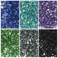 6 Colors Crushed Glass Chips 1-3mm Irregular Glitter 34g Blue  Green Series