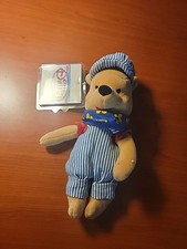 Disney CHOO CHOO WINNIE THE POOH BEAR AS TRAIN CONDUCTOR 9" STUFFED ANIMAL NEW