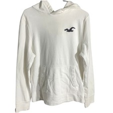 Hollister White Logo Pullover Hoodie Size M   Y2K, Casual, Preppy