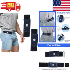 2 Pack No Buckle Elastic Belt Invisible Loop Belt for Jeans Pants