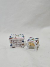 Vintage Occupied Japan Miniature Doll House Living Room Set Table  Chest