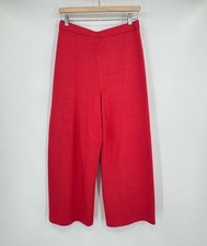 St. John Coral Red Santana Knit Wool Blend Straight Leg Pull On Pants Sz 6