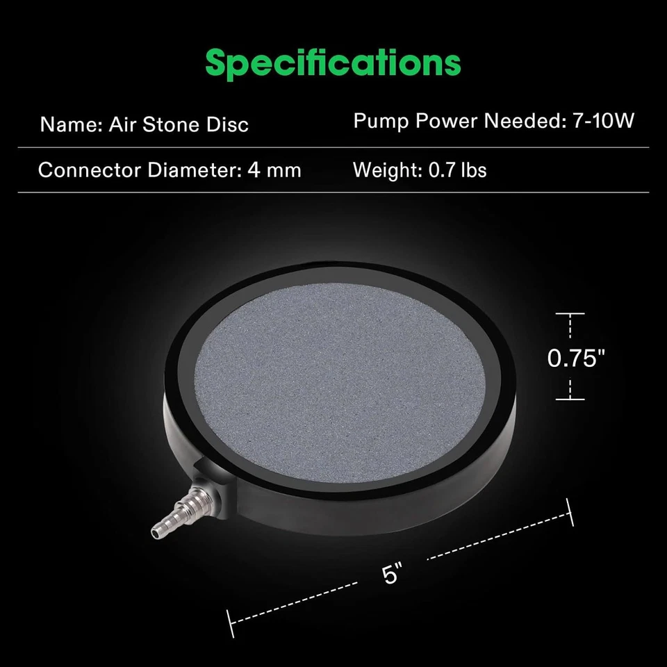VIVOSUN Paquete de 4 discos de piedra de aire de 5" con carcasa para tanque de acuario hidropónico Foto 3 de 4
