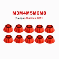 M3-M8 Anodized Aluminium Cone Cup Head Washers Fit Socket Cap Screws Bolt Orange