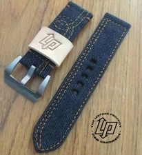 Handmade Indigo Jeans with Leather Watch Strap Free Buckle.