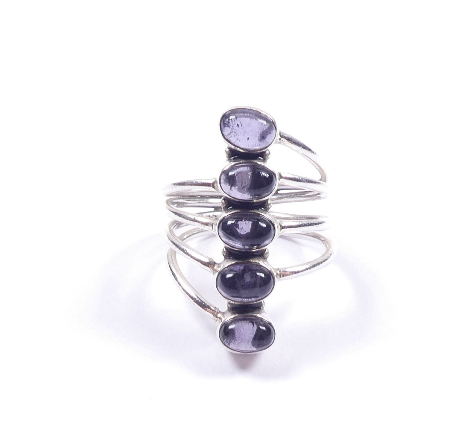 Amethyst Cabochon Stack Ring 925 Sterling Silver … - image 1