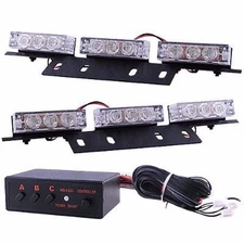 18 LED Emergency Vehicle Strobe Light Kit for Front/Rear Grille/Deck-Amber/White