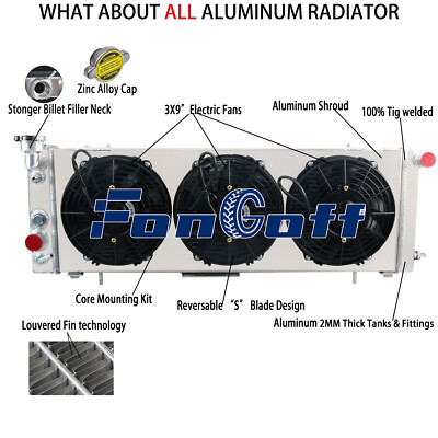 3 Row Radiator Shroud Fan For 1984-2001 Jeep Comanche Cherokee XJ 2.5L 4.0L 1193