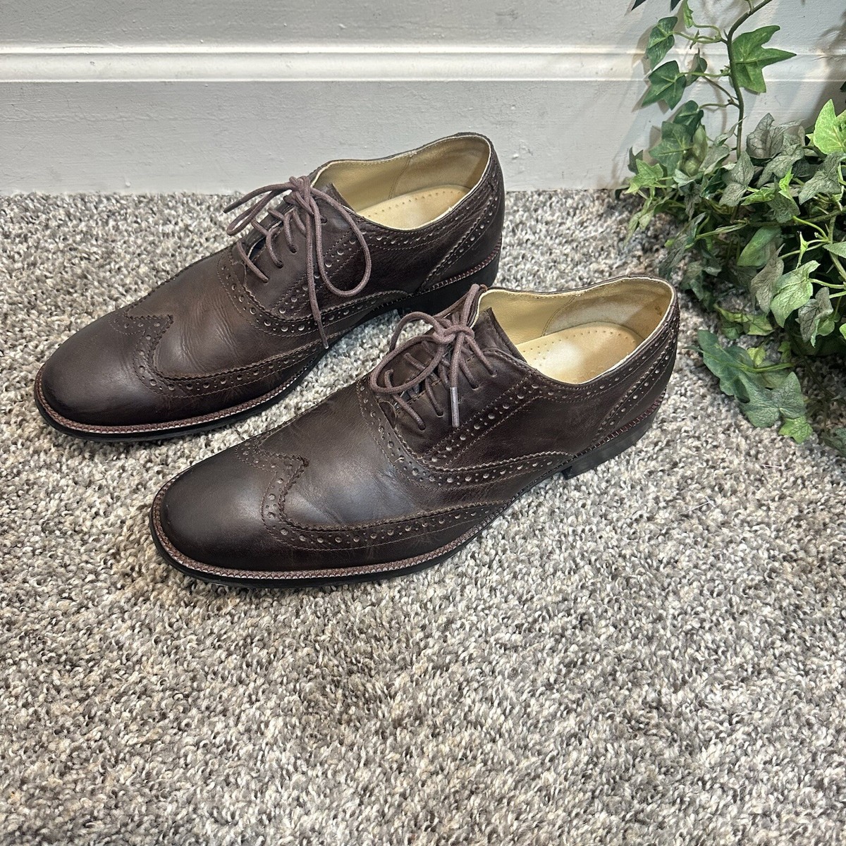 Cole Haan Leather Wingtip Oxford Dress Shoes — Men\'s US 9.5 | Brown | Excellent Men main image 3