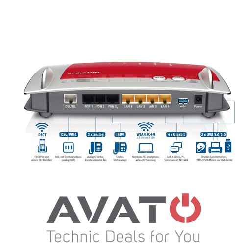AVM FRITZBox 7490 International VDSL DSL Modem ISDN Gigabit MESH WLAN Router - Bild 2 von 3