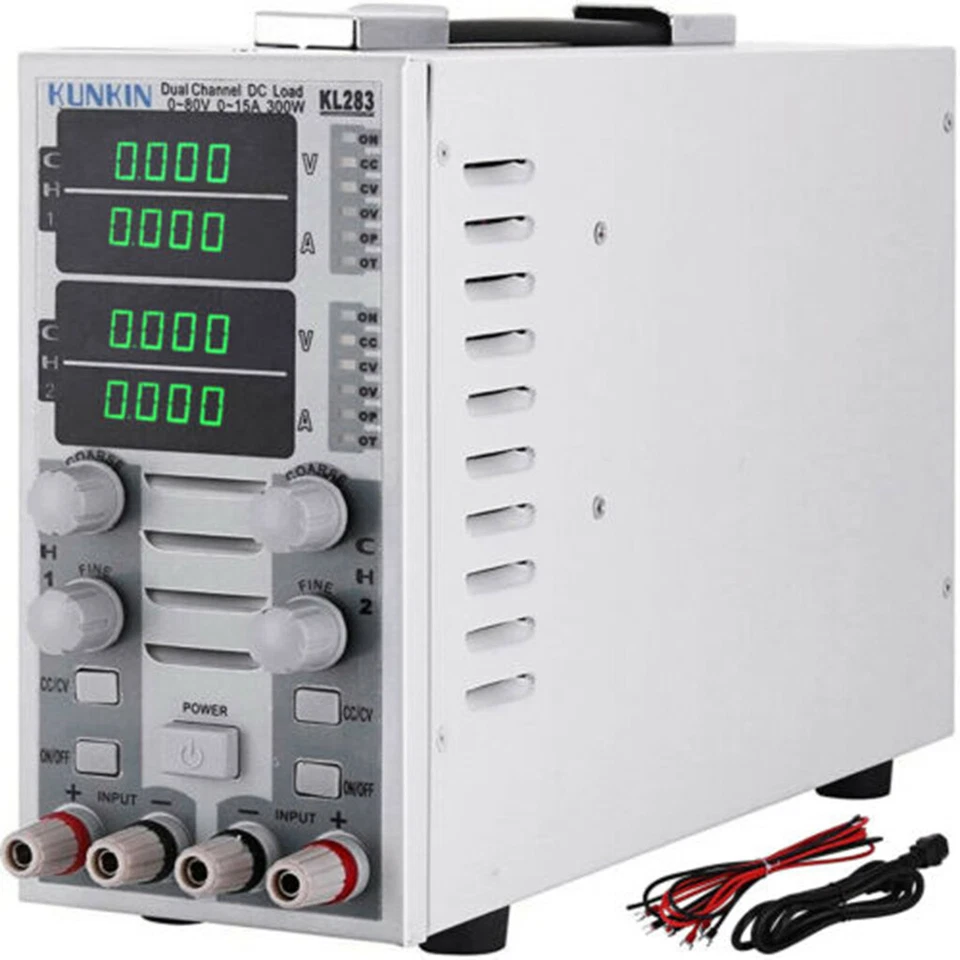 New KL283 Dual Channel Adjustable LCD DC Electronic Load Tester 300W 80V 30A - Image 3 of 4