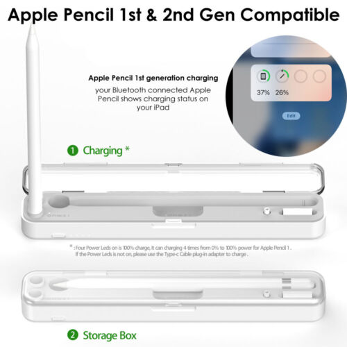 2in1 Wireless Charging Station PowerBank Box For Apple Pencil 1/2 1st & 2nd Gen - Picture 5 of 9