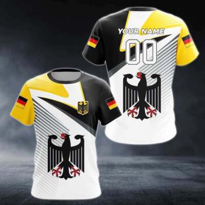 Deutsche Germany Flagge Adler eagle Sports Kurzarm T-Shirt Shirt Polyester