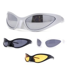 High Fashion Trendy Wrap Around 90s Sport Plastic Sunglasses