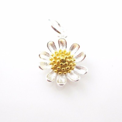 Sunflower Charm-Sterling Silver Sunflower Charm- Two-Tone Charm-Flower Pendant