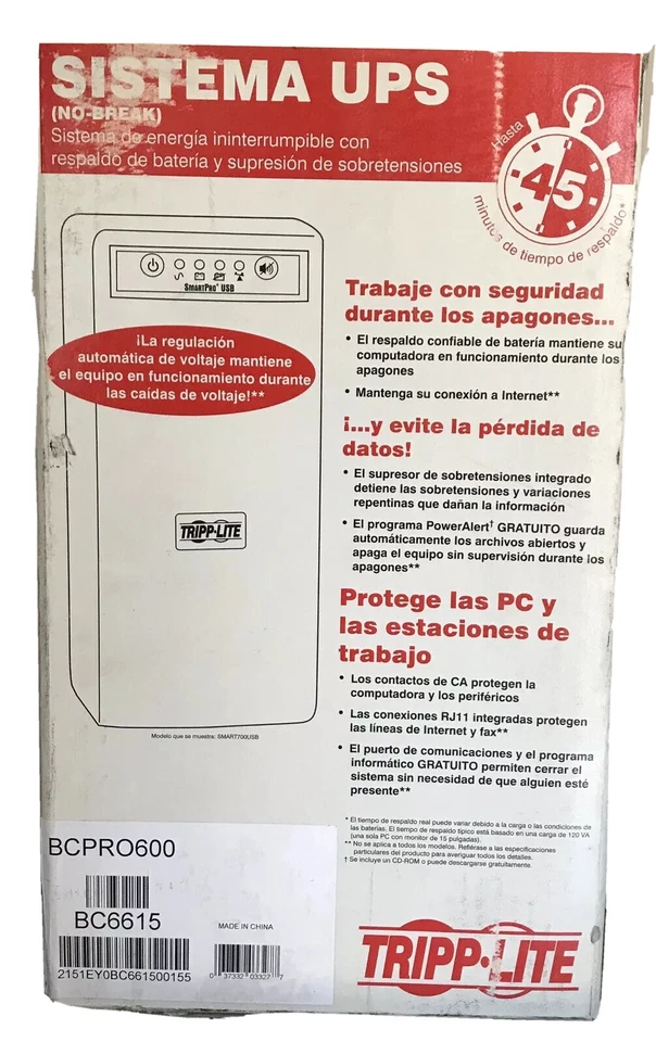 TRIPP LITE BC PRO600 600VA 345W UPS DESKTOP BATTERY BACK UP TOWER 120V USB PC /  - Image 4 of 4