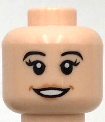 Lego New Light Nougat Minifigure Head Dual Sided Black Eyebrows Long Eyelashes