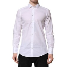 DOLCE & GABBANA Shirt White Cotton Long Sleeves Dress Formal 39/US15.5/S 350usd