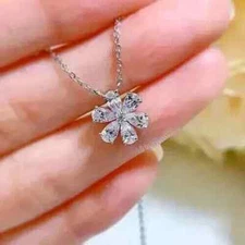 2Ct Pear Cut Lab Created Diamond Women's Pendant Necklace 14k White Gold Plated