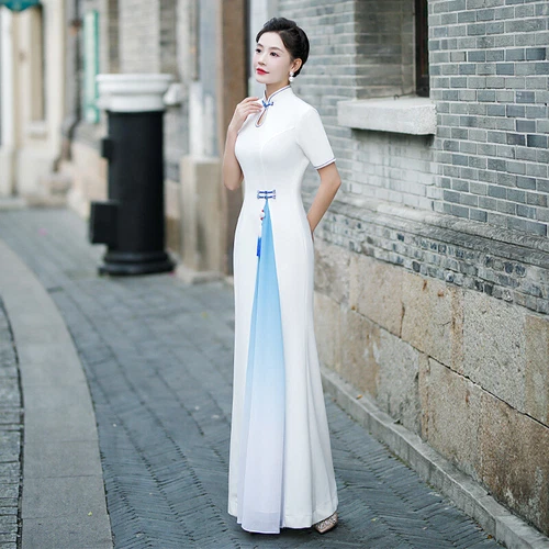 Vestido Hanfu Tradicional Chino Verano Largo Cheongsam Noche Mujeres Vestidos Qipao - Imagen 4 de 18