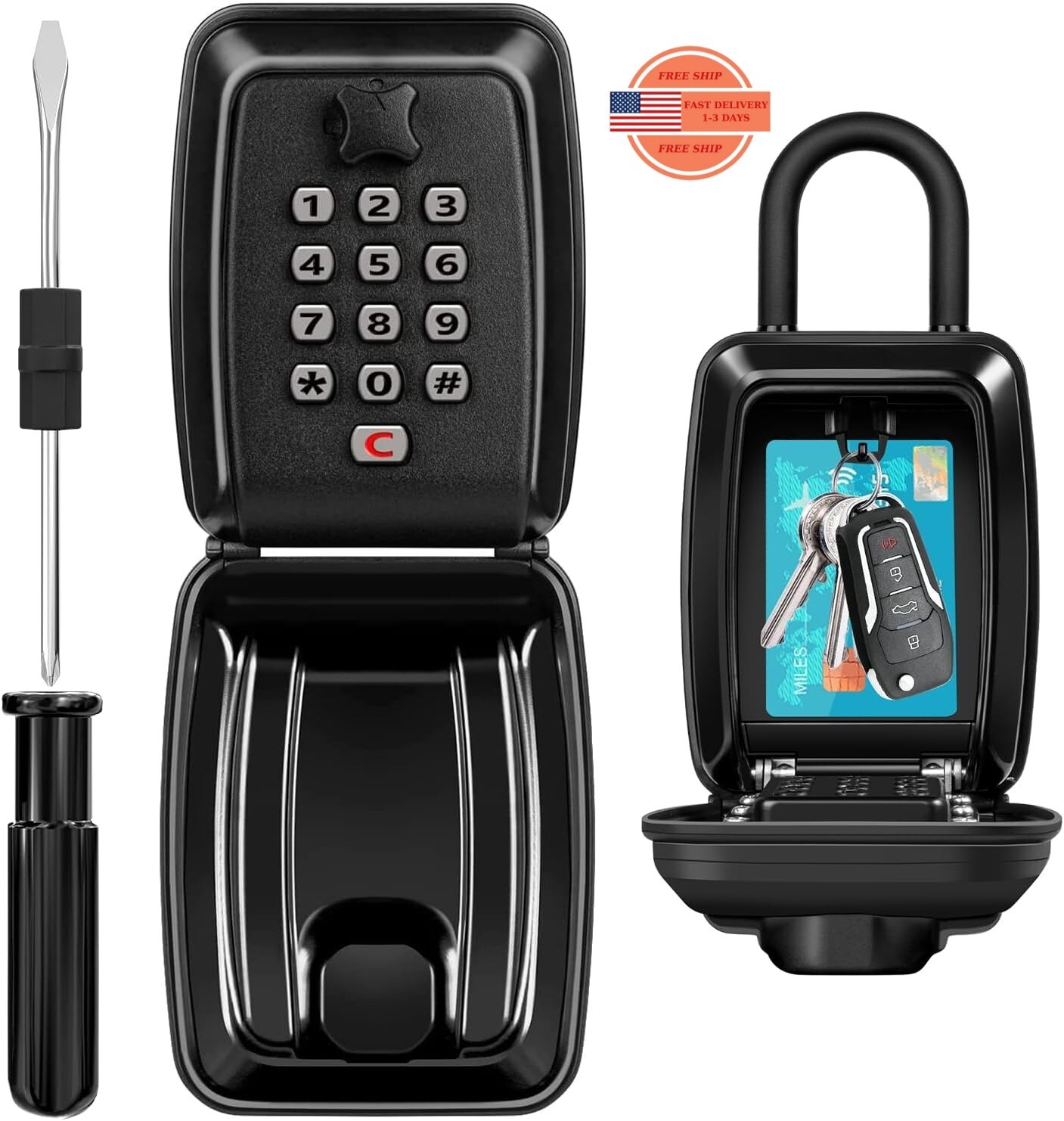 Caja de seguridad con llave para exteriores, caja de seguridad con combinación