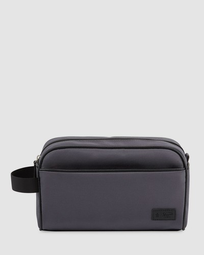 Gray Fuax-Leather Travel Kit Bag 