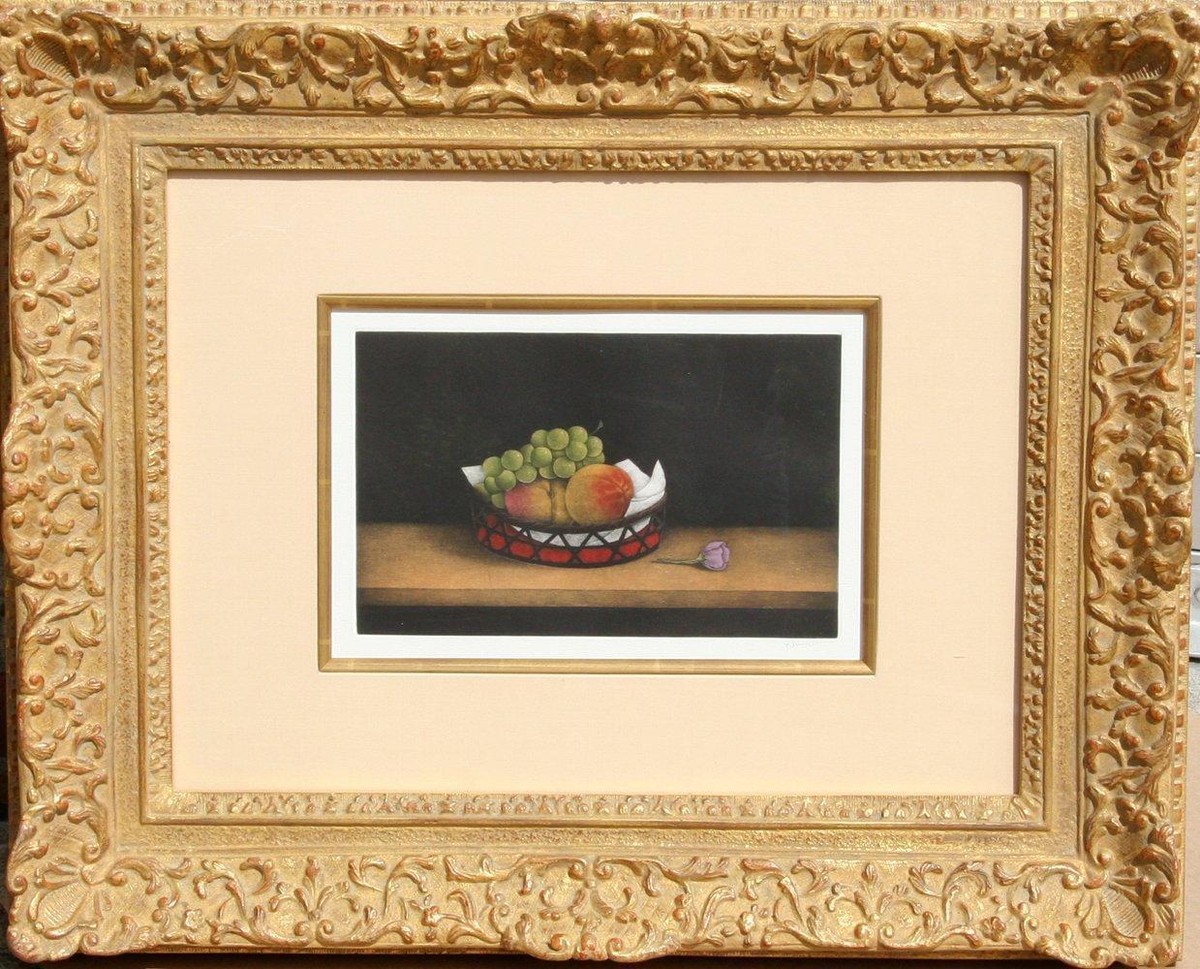 Tomoe Yokoi, Grapes and Peaches, Mezzotint on BFK Rives, Signed in