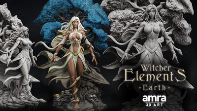 Amra 3D Art - Witcher Elements - Earth - DnD/Pathfinder/TTRPG Figure