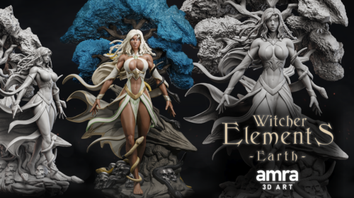 Amra 3D Art - Witcher Elements - Earth - DnD/Pathfinder/TTRPG Figure - Afbeelding 1 van 11