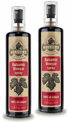 2 Pack Ellora Farms 3.38oz Spray Pure Balsamic Vinegar in Glass Spray Bottle 