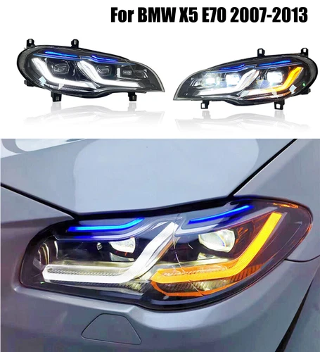 Headlight Assembly For BMW X5 E70 2007-2013 HID Projector LED DRL Replace OEM - Picture 1 of 4