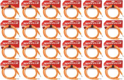 24 Rockville RCTR110O Orange 10' 1/4'' TRS to 1/4'' TRS  Cable 100% Copper